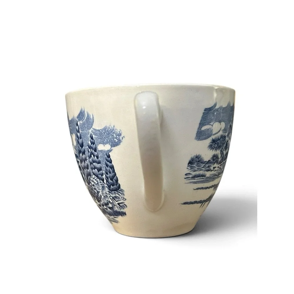 Vintage Enoch Wedgwood Countryside Teacup Blue & White Transferware England 60's